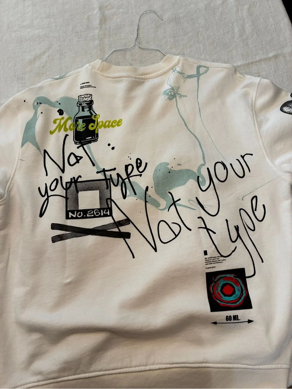 Zara Cream Graphic Crewneck with Multicolor Prints